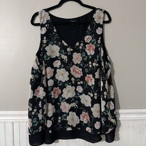Torrid Floral Chiffon Double Layer Tank Top Black/Pink Size 2 / XXL